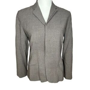 Ralph Lauren Black Label 100% Wool Brown Hidden Button Blazer Jacket Women Sz 8